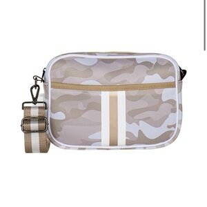 HAUTE SHORE Tan and White Camouflage Messenger Bag